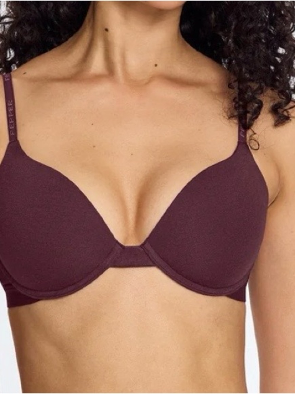 Pepper Supima Cotton Lift Up Bra in Fig Size 36B NWT